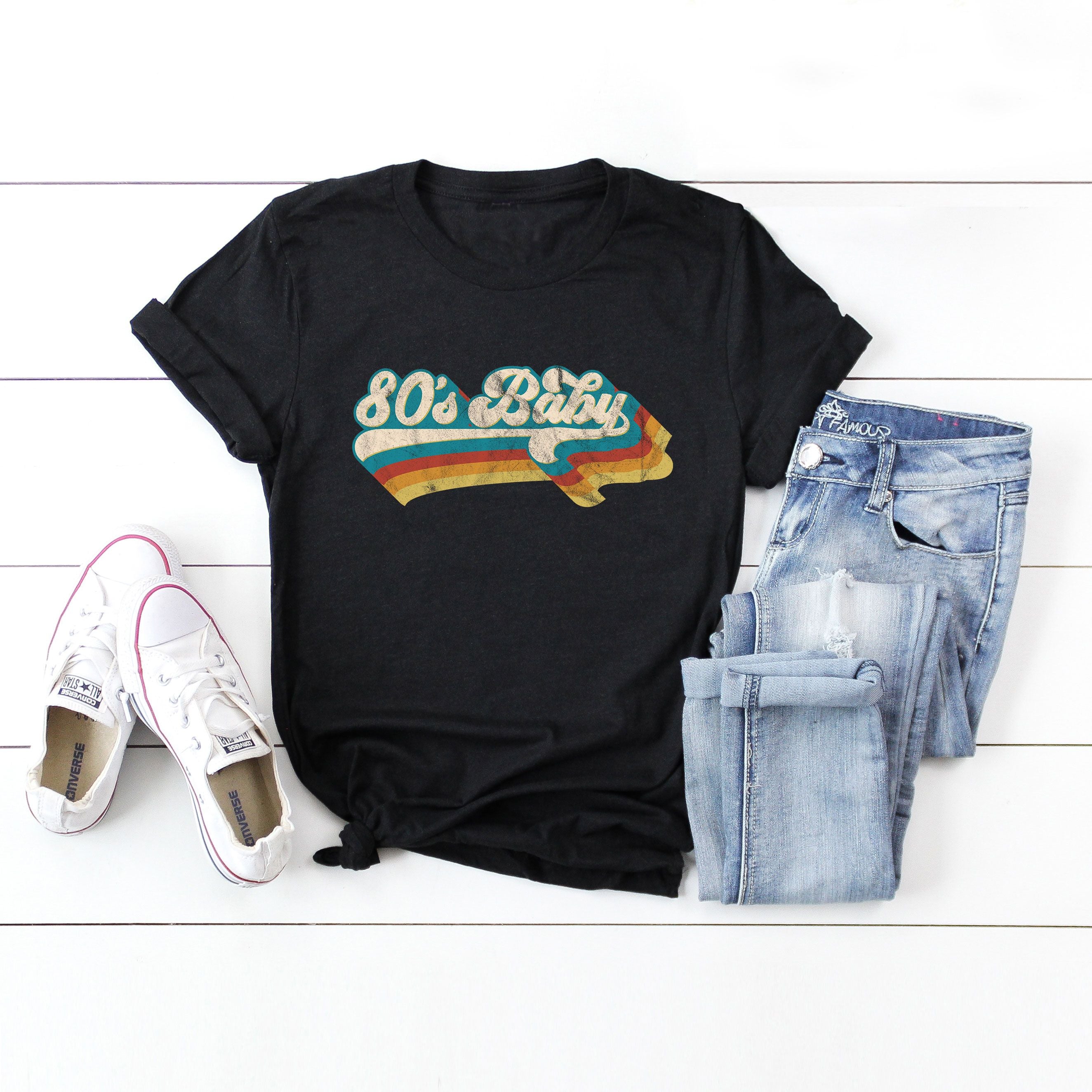 80's Baby | Short Sleeve Graphic Tee Olive and Ivory Retail