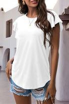 Ruffled Round Neck Cap Sleeve Blouse Trendsi