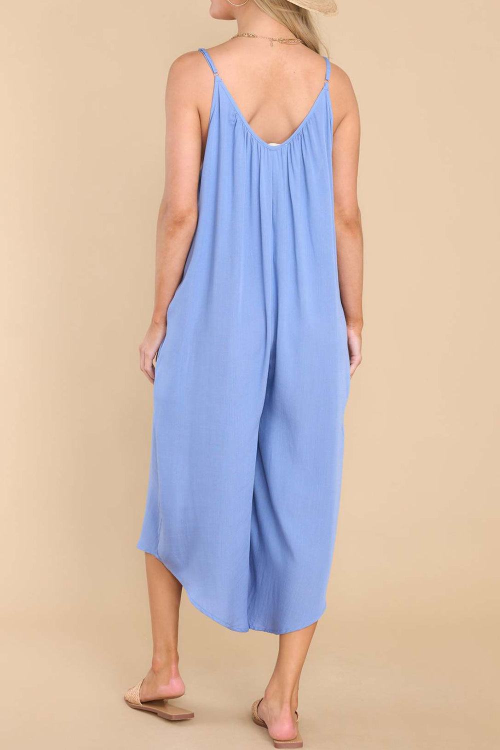 Pocketed Spaghetti Strap V-Neck Jumpsuit Trendsi