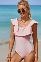 Ruffled Scoop Neck One-Piece Swimwear Trendsi