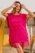 BiBi Fringed Hem Knit Top Trendsi