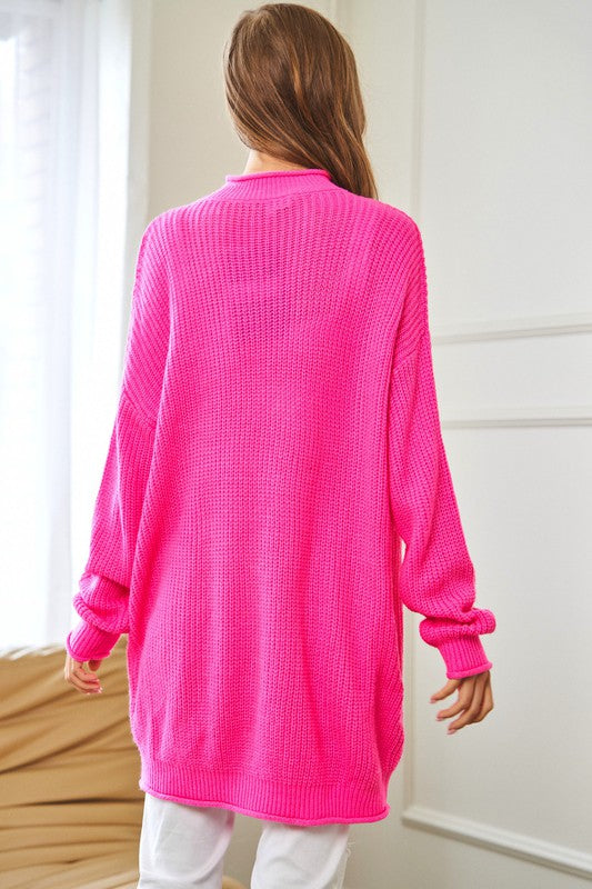 Solid Mock Neck Long Sleeve Knit Sweater Davi & Dani