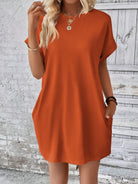 Round Neck Short Sleeve Mini Dress Trendsi