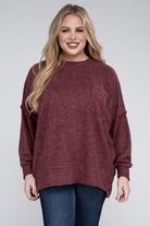 Plus Brushed Melange Drop Shoulder Sweater ZENANA