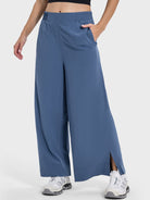 Slit Wide Leg Active Pants Trendsi