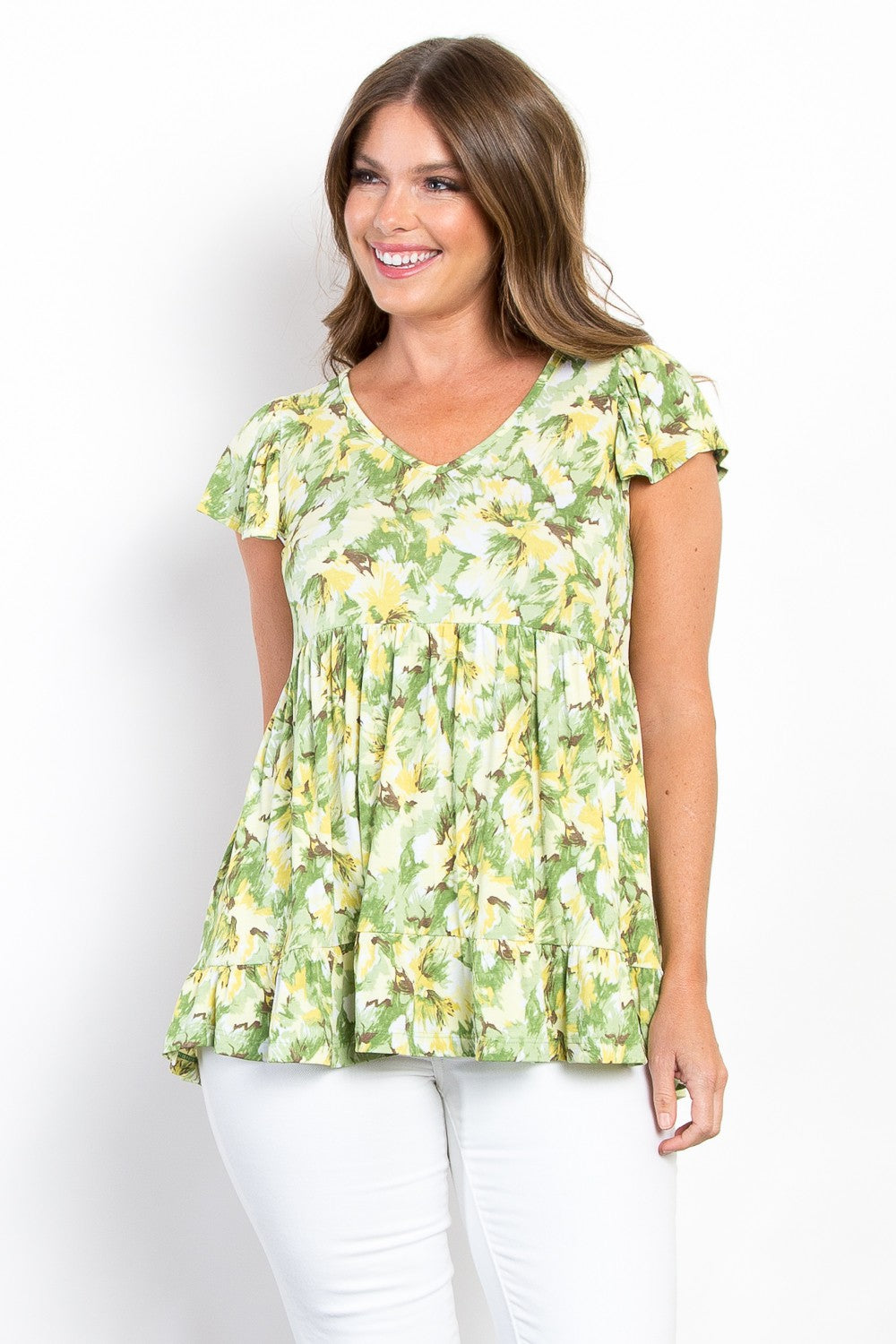 Be Stage Floral Ruffled Babydoll Top Trendsi