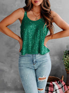 Sequin Scoop Neck Tank Casual Chic Boutique