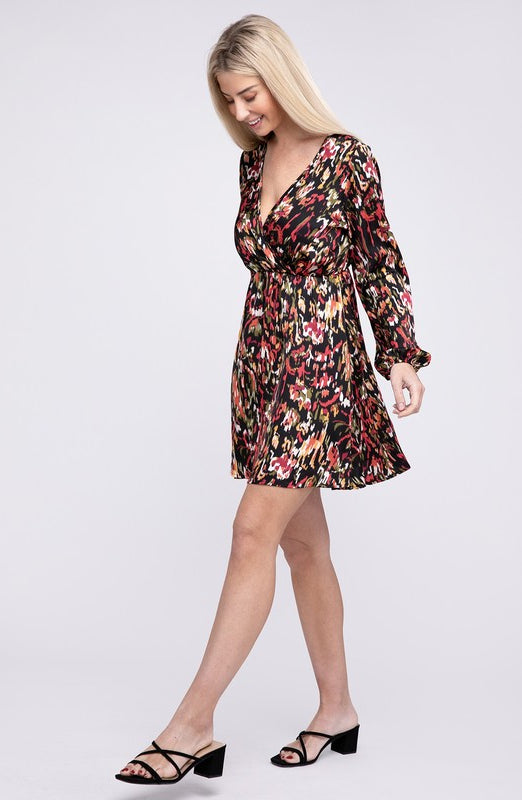 Multicolor Print V Neck Dress Nuvi Apparel