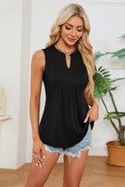 Ruched Notched Tank Casual Chic Boutique