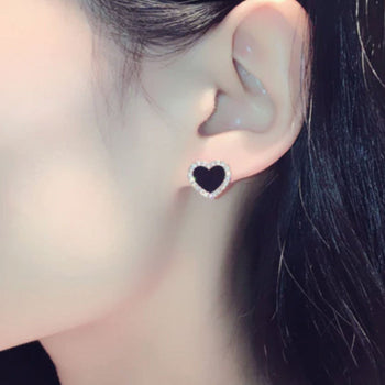 ClaudiaG Onyx Heart Earrings