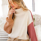 ClaudiaG Fuzzy Color Block Sweater Cream