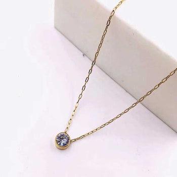 ClaudiaG Stainless Steel  Gold Solitaire Necklace