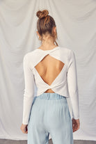 Idem Ditto Twisted Backless Long Sleeve Knit Top Trendsi