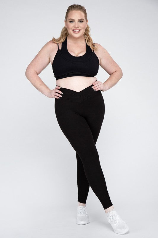 Plus Size V Waist Full Length Leggings Rae Mode