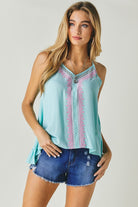 Printed Sleeveless Ruffle Tank Top Davi & Dani