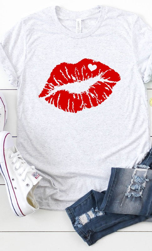 Red Lips Valentines Graphic Tee Kissed Apparel