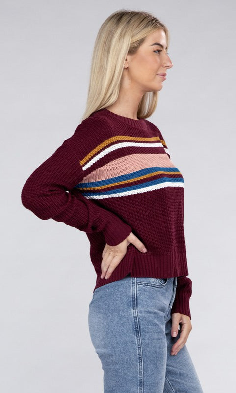 Striped Pullover Sweater Ambiance Apparel