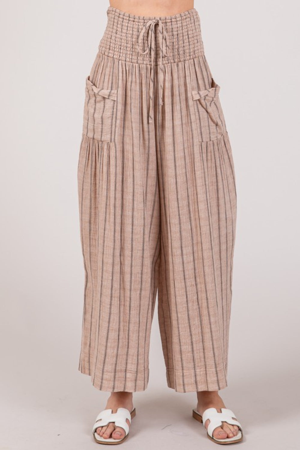 SAGE + FIG Cotton Gauze Wash Stripe Pants Trendsi