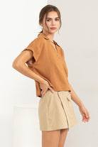 Always a Delight Short Sleeve Linen Top HYFVE