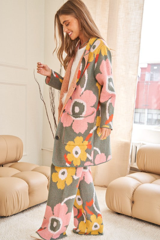 Flower Printed Casual Cozy Full Long Wide Pants Davi & Dani