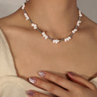 Freshwater Pearl Titanium Steel Bead Necklace Trendsi