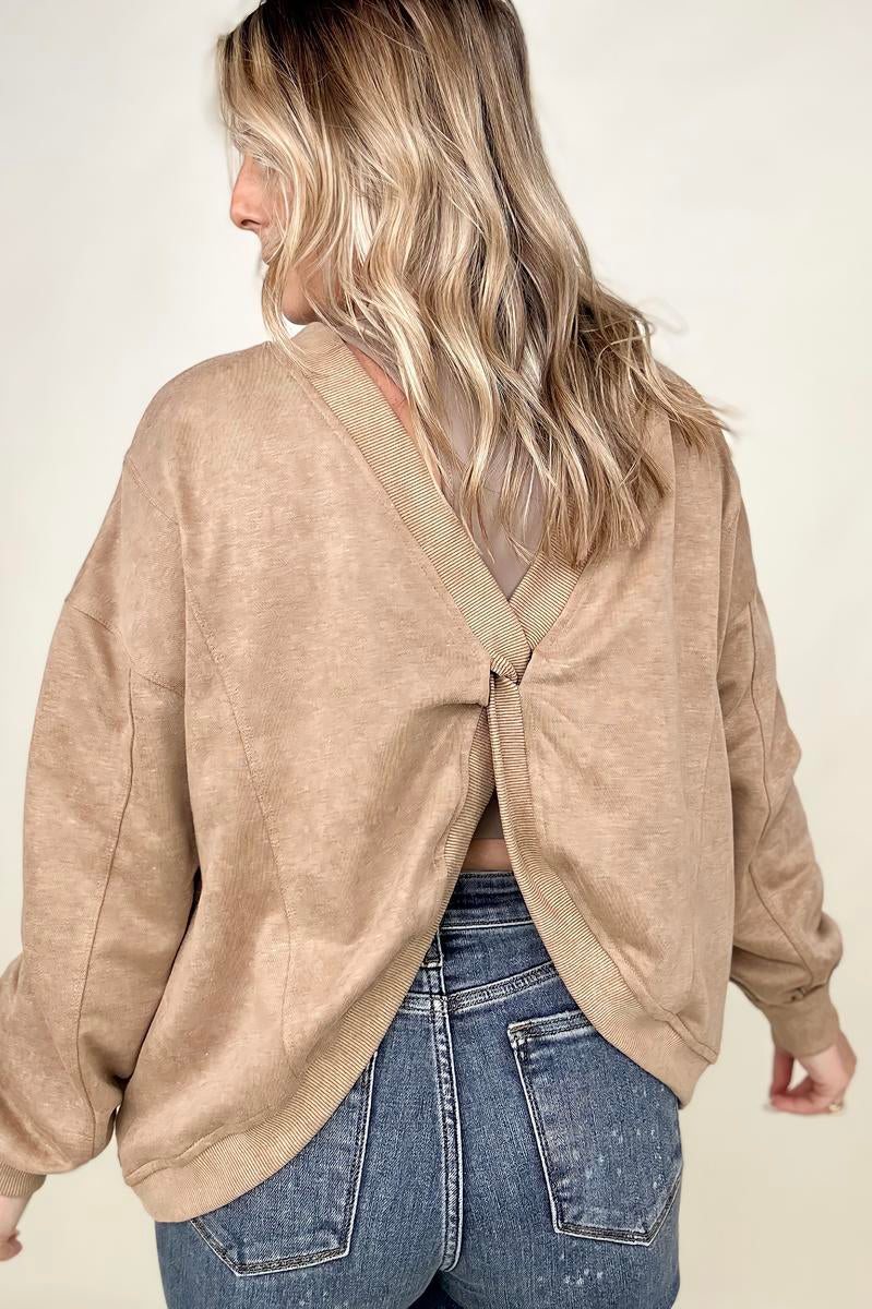 Twist Detail Reversible Oversized Sweatshirt With Pockets Kiwidrop