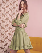 Eyelet detail 3/4 sleeve short dress JBJ1091 Jade By Jane