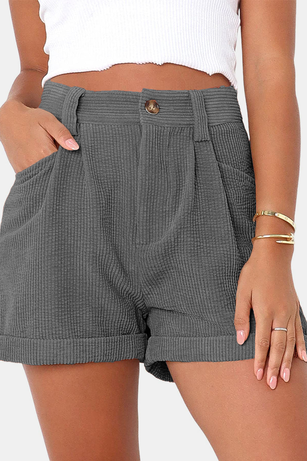 Full Size High Waist Shorts with Pockets Trendsi