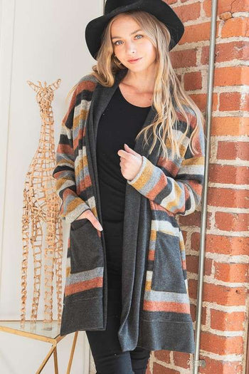 MULTI COLOR STRIPE CARDIGAN Jade By Jane