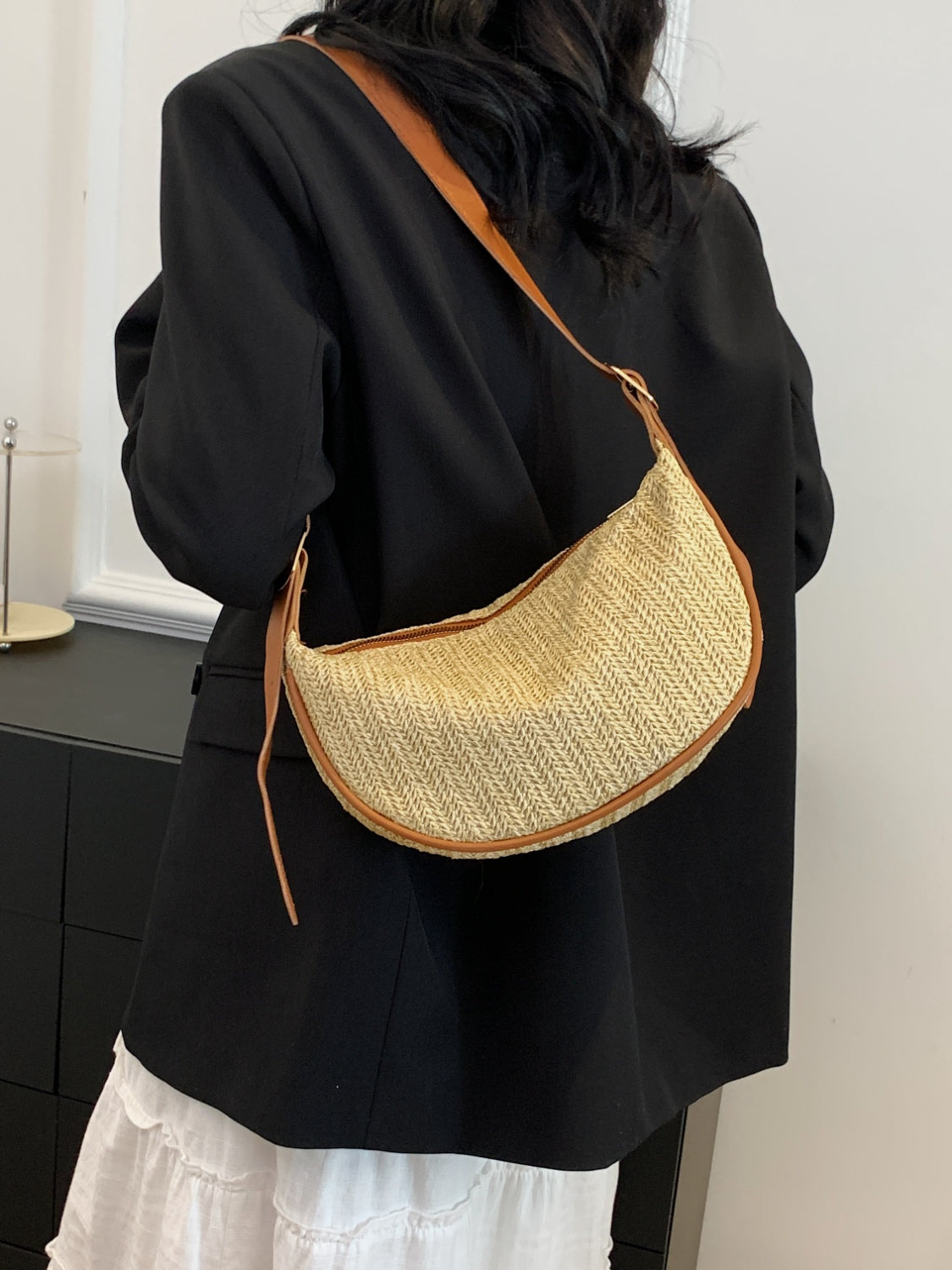 Straw Weave Adjustable Strap Shoulder Bag Trendsi