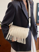 PU Leather Fringe Studded Crossbody Bag Trendsi