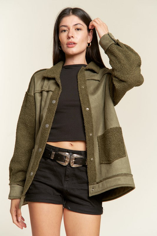 FAUX FUR AND SUEDE JACKET JJO5028P Jade By Jane