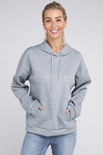 Textured Pocket Drawstring Hoodie Nuvi Apparel