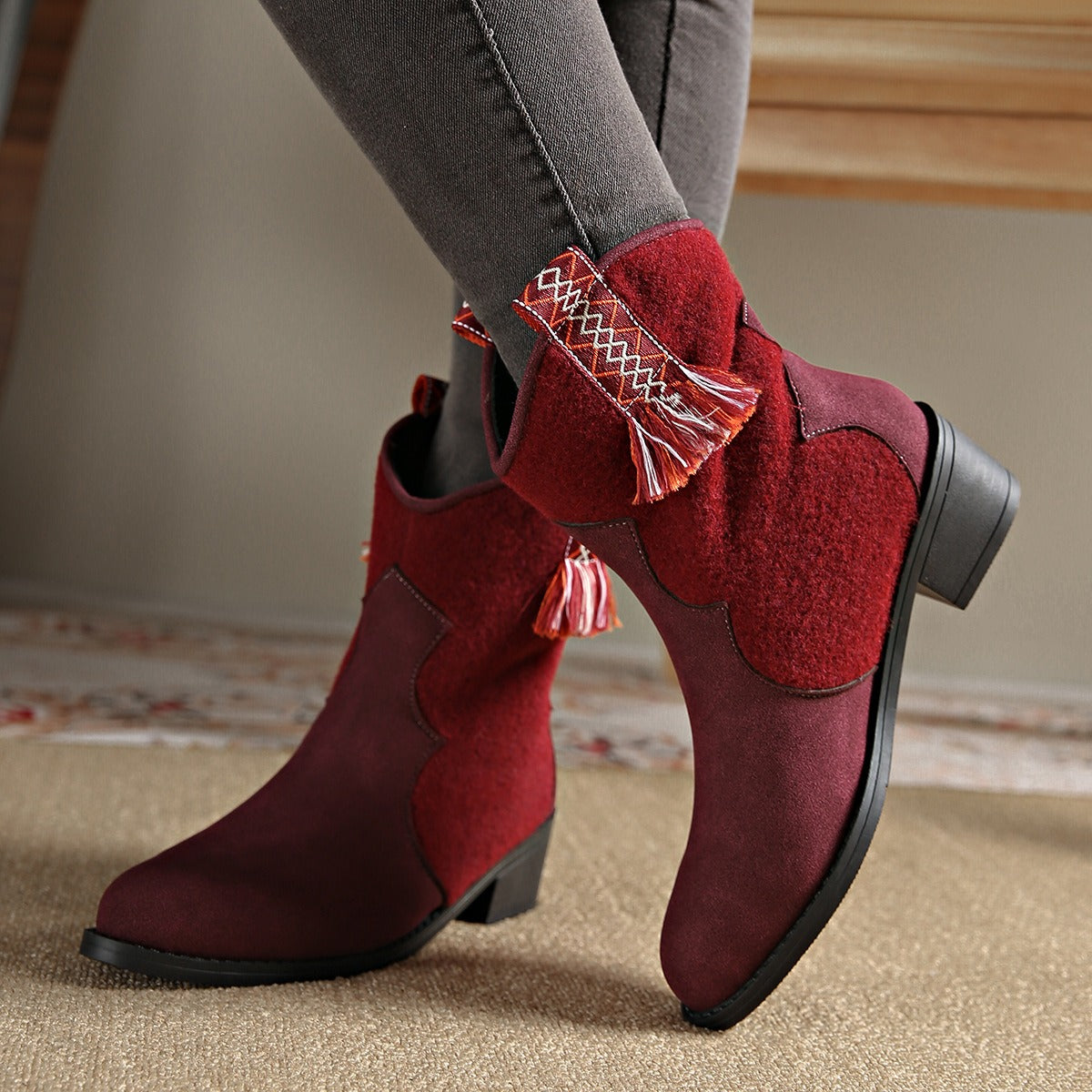 Point Toe Block Heel Boots