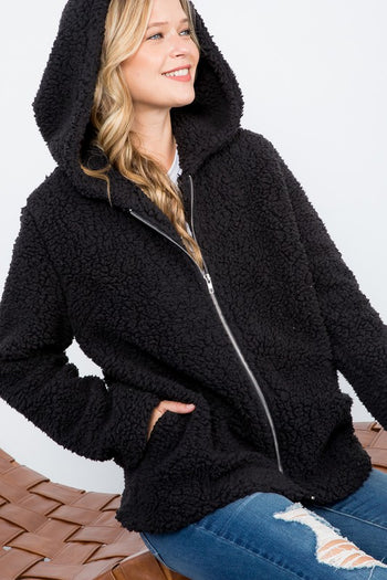 SHERPA FUR HOODIE JACKET e Luna