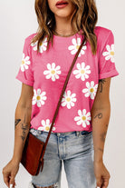 Printed Round Neck Short Sleeve T-Shirt Trendsi