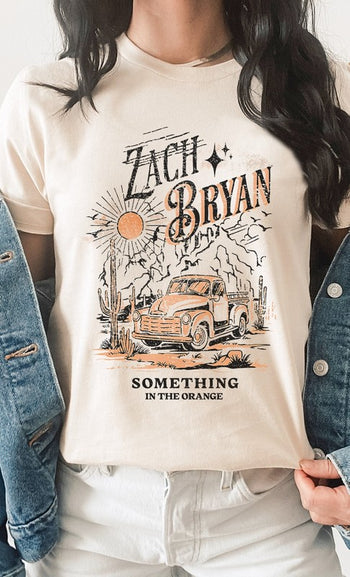 Zach Bryan Something Orange Western Graphic Tee Kissed Apparel