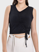 Drawstring Ruched Wide Strap Active Tank Trendsi