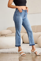 Judy Blue Full Size Release Hem Cropped Bootcut Jeans Trendsi