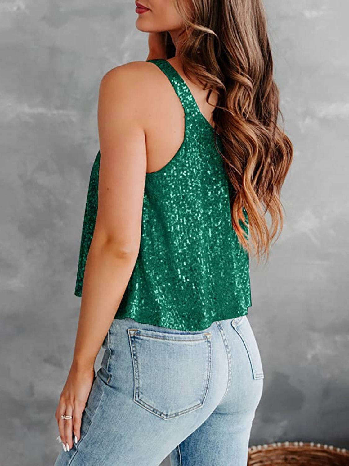 Sequin Scoop Neck Tank Casual Chic Boutique