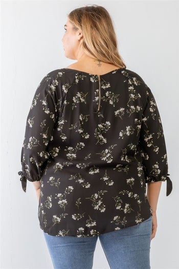 Zenobia Plus Size Floral Round Neck Blouse Zenobia