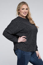 Plus Brushed Melange Drop Shoulder Sweater ZENANA