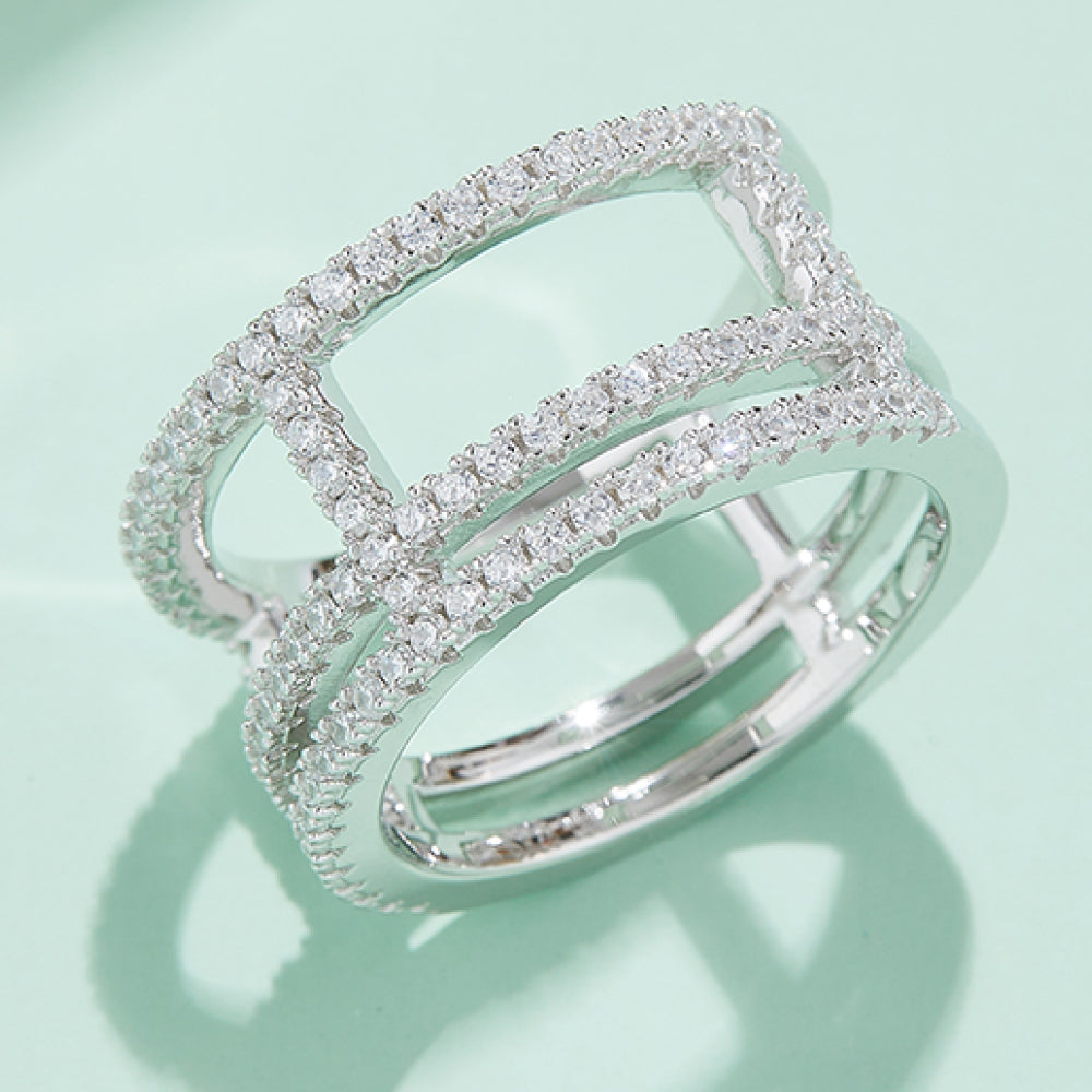 Adored Moissanite Cutout Wide Ring