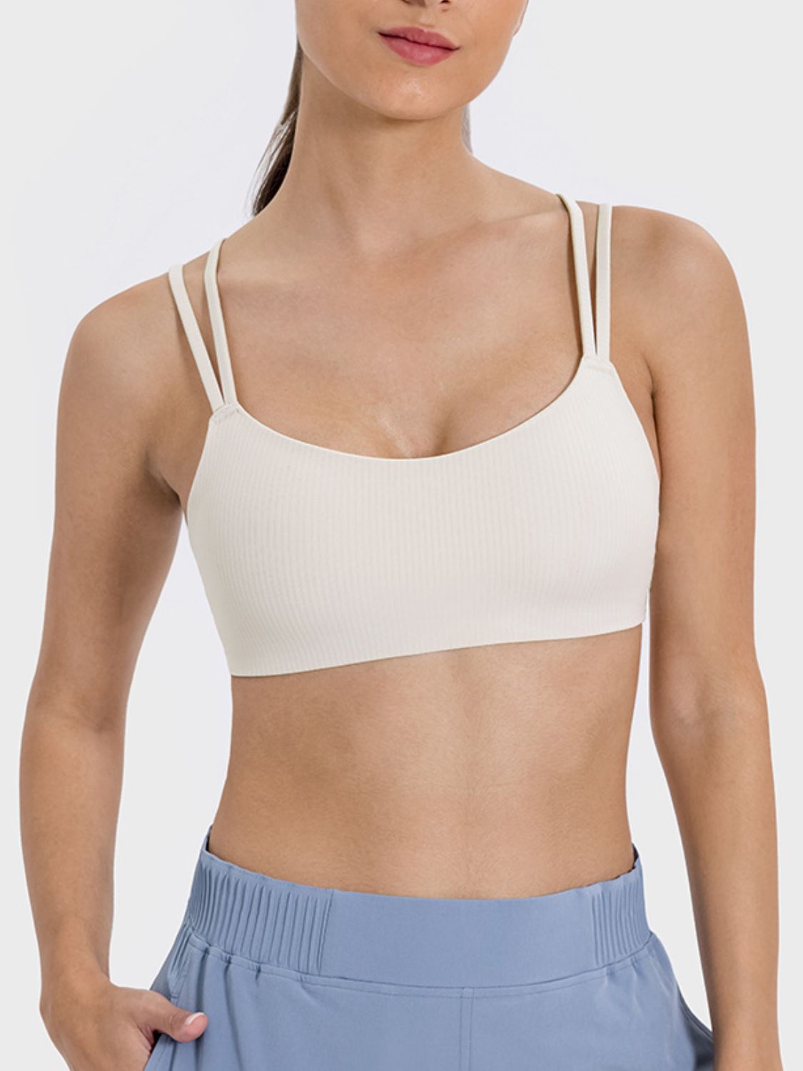 Scoop Neck Double Strap Active Cami Trendsi