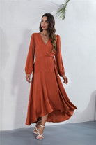 Women's V Neck Long Sleeve Maxi Dress Annva USA