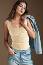 Scoop Neck Wide Strap Tank Trendsi