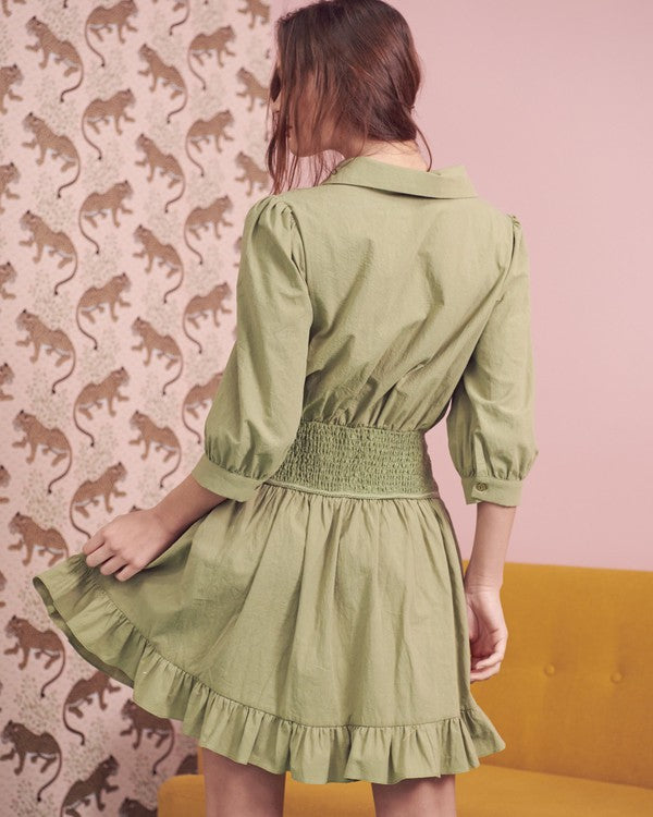 Eyelet detail 3/4 sleeve short dress JBJ1091 Jade By Jane