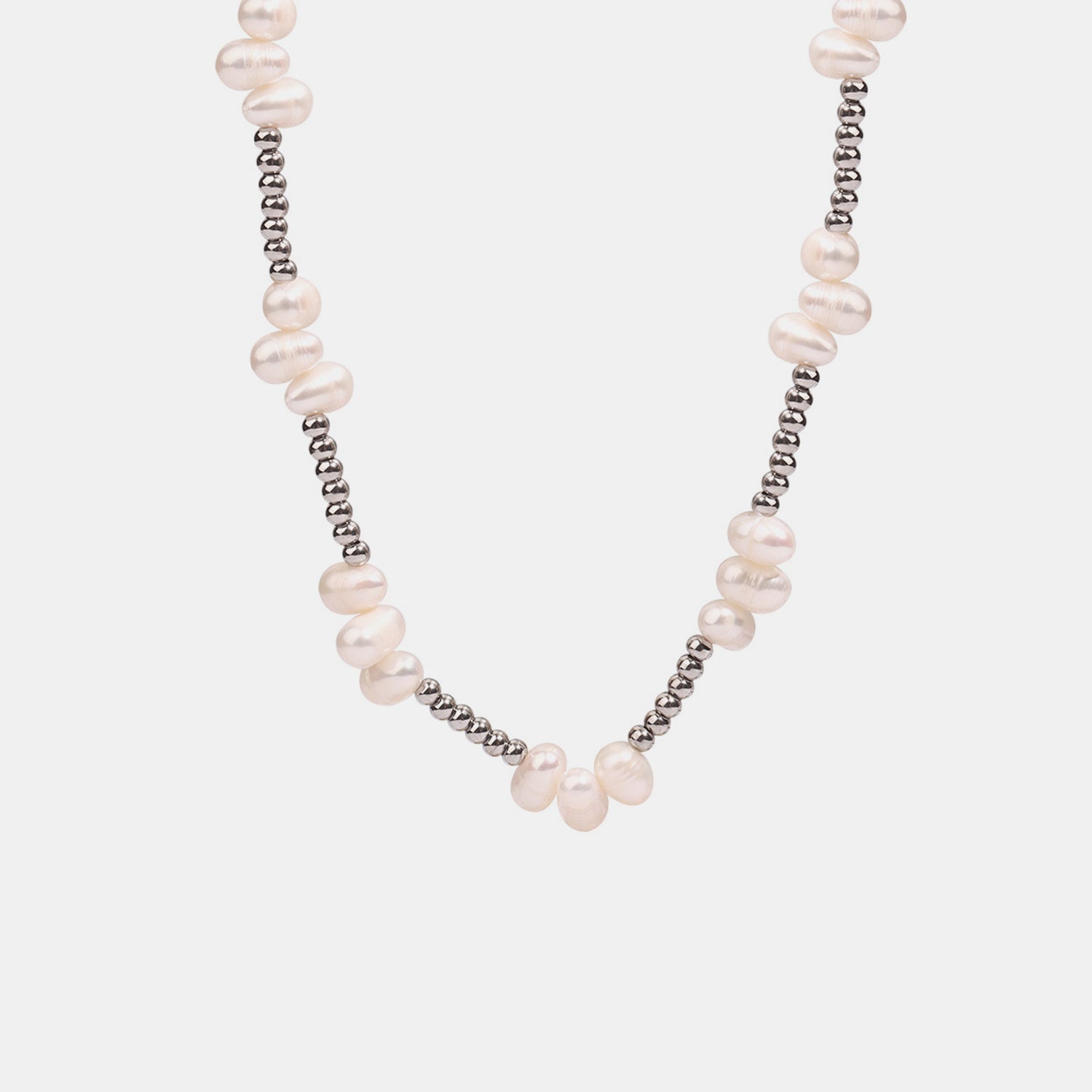 Freshwater Pearl Titanium Steel Bead Necklace Trendsi