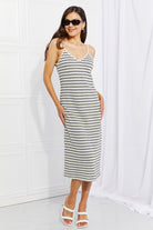 Striped Sleeveless Midi Dress Casual Chic Boutique