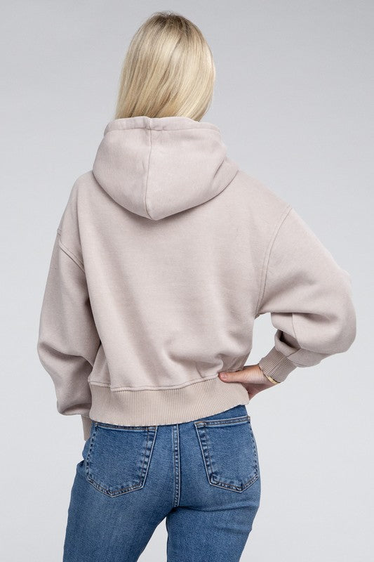 Acid Wash Fleece Hoodie ZENANA